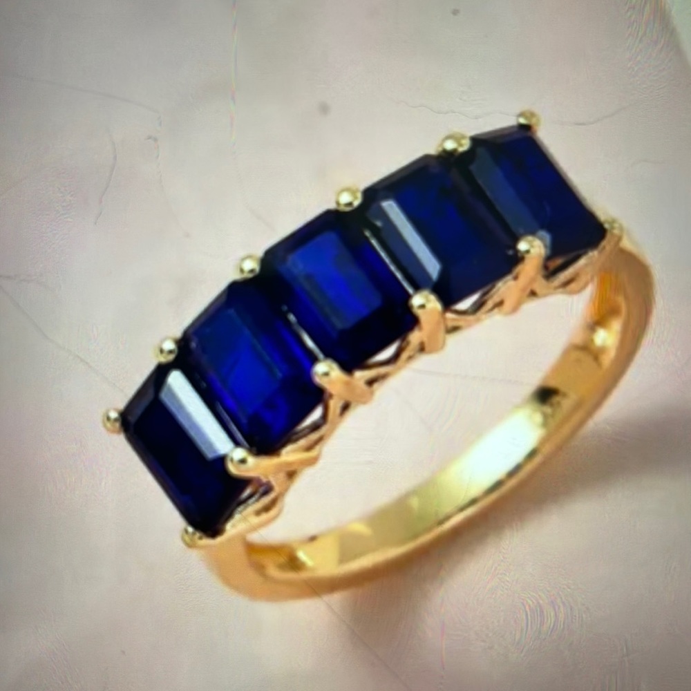 Tanzanian Blue Spinel Ring in Vermeil YG Over Sterling Silver. NWT
